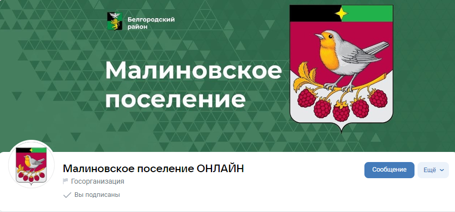 Об официальной странице в социальных сетях администрации и земского собрания Малиновского сельского поселения.